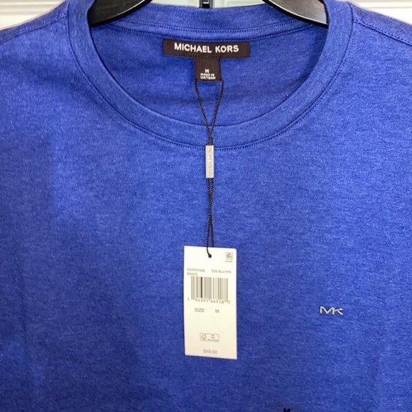 NWT Men's Michael Kors Solid Crewneck T-shirt MSRP $49.50 Tide Blue Heather - Picture 4 of 4